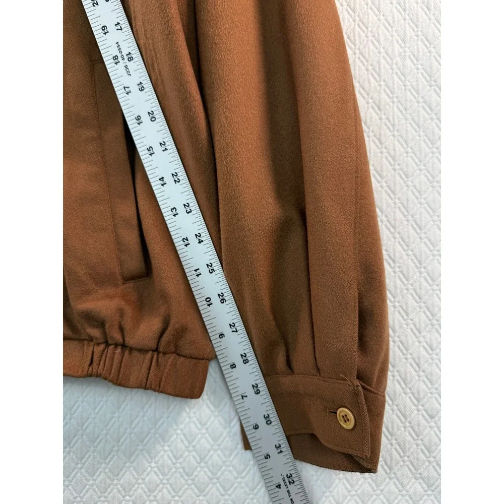 Peter Millar Vtg Mens L Brown 100% Cashmere Silk Lined Full Zip Bomber Jacket